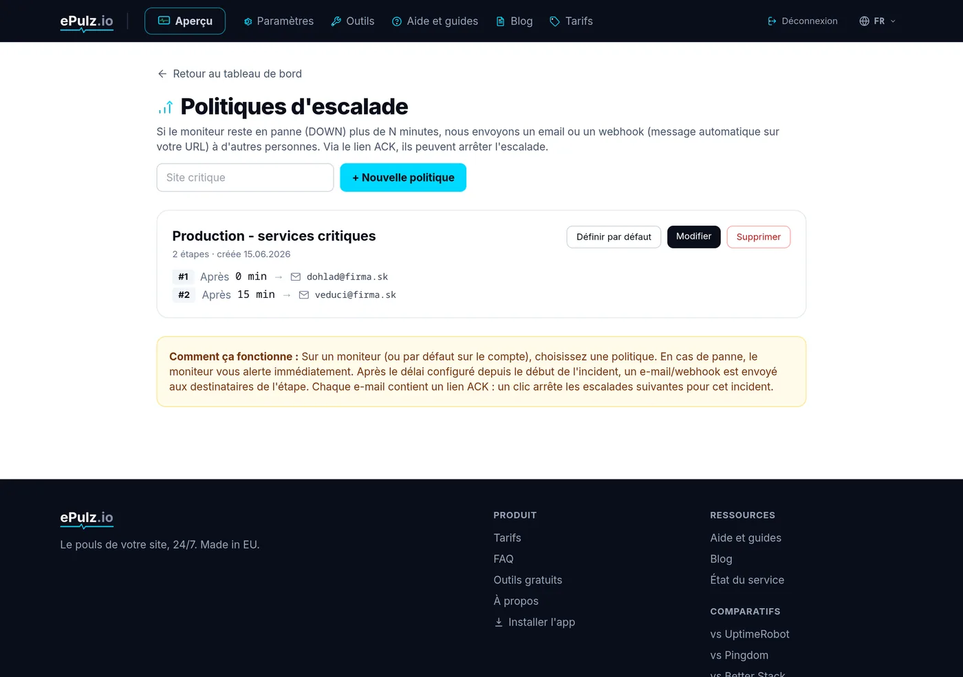Liste des politiques d'escalade