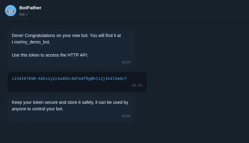 BotFather - HTTP API token